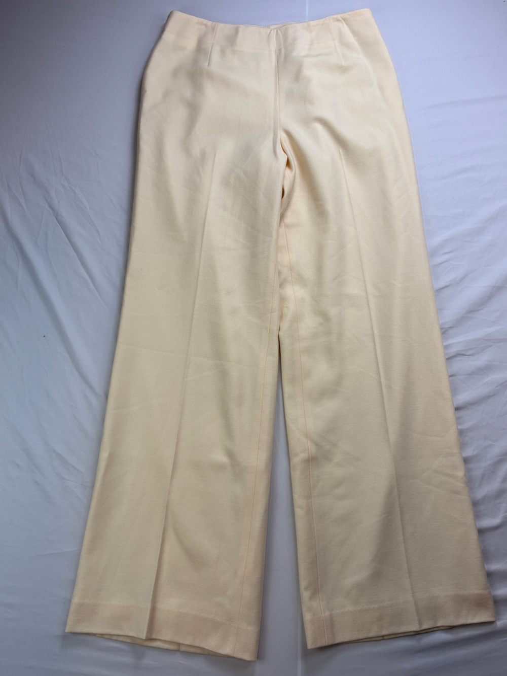 Talbots WOOL blend Cream Wide Leg Pants sz12 Side Zip Office Church Winter White